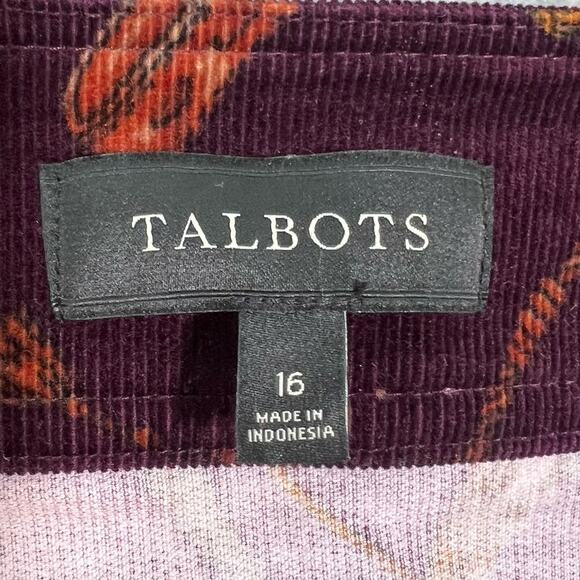 Talbots Equestrian Horsebit A-Line Corduroy Skirt Size 16 Burgundy Preppy Career - Picture 7 of 9